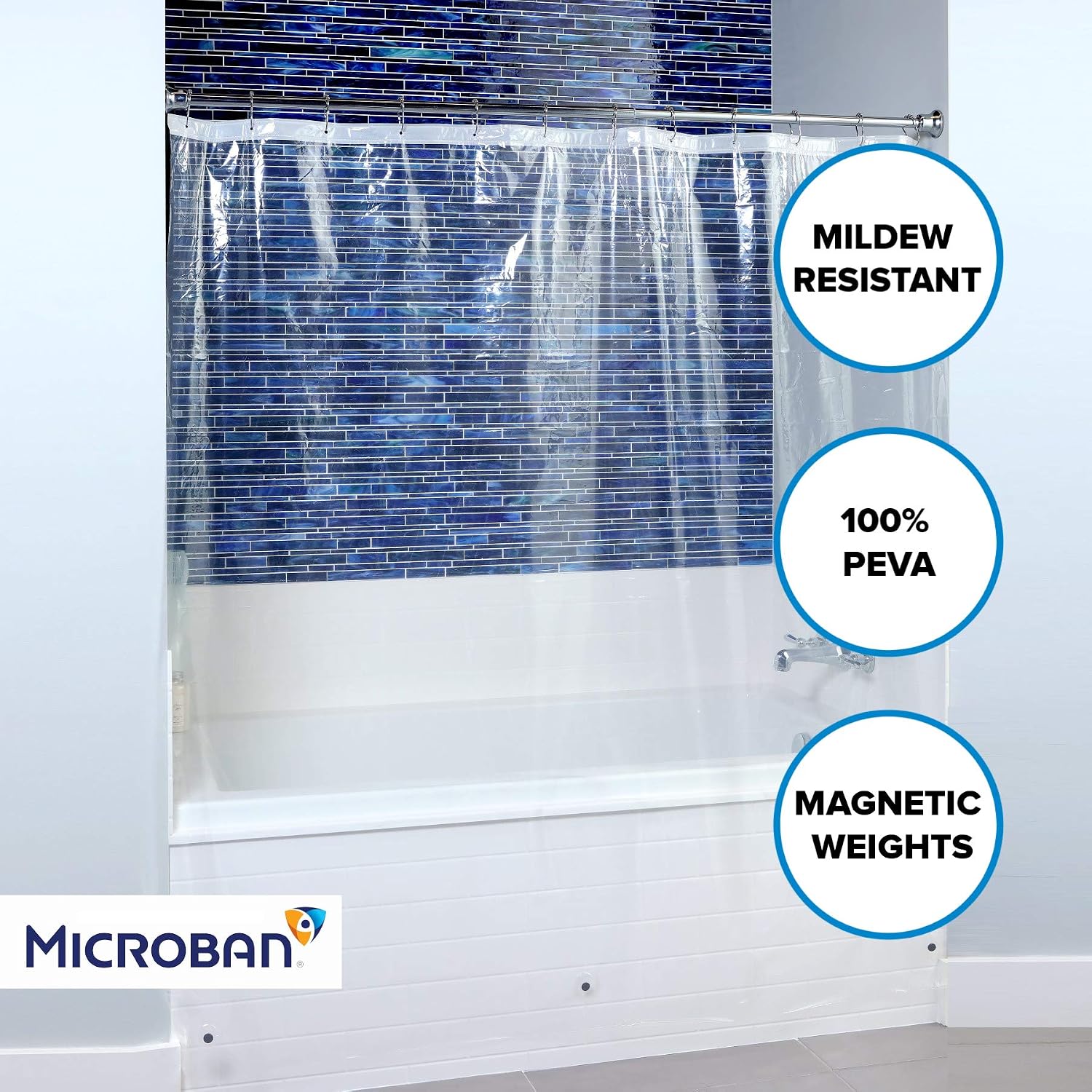 SlipX Solutions Mildew Resistant Lightweight PEVA Shower Liner (Clear, 178 cm x 183 cm)